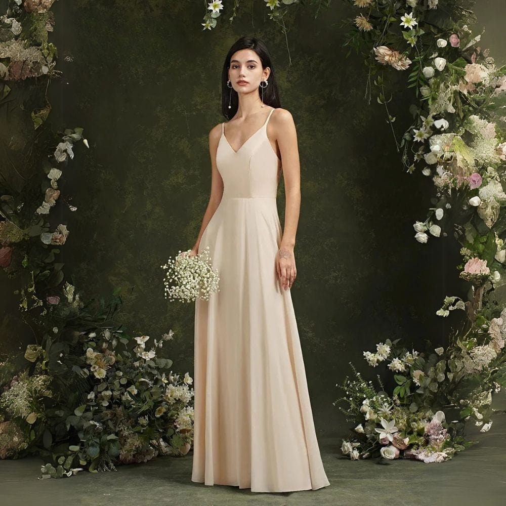 Robe Chic pour Demoiselle d'Honneur avec Dos en Dentelle