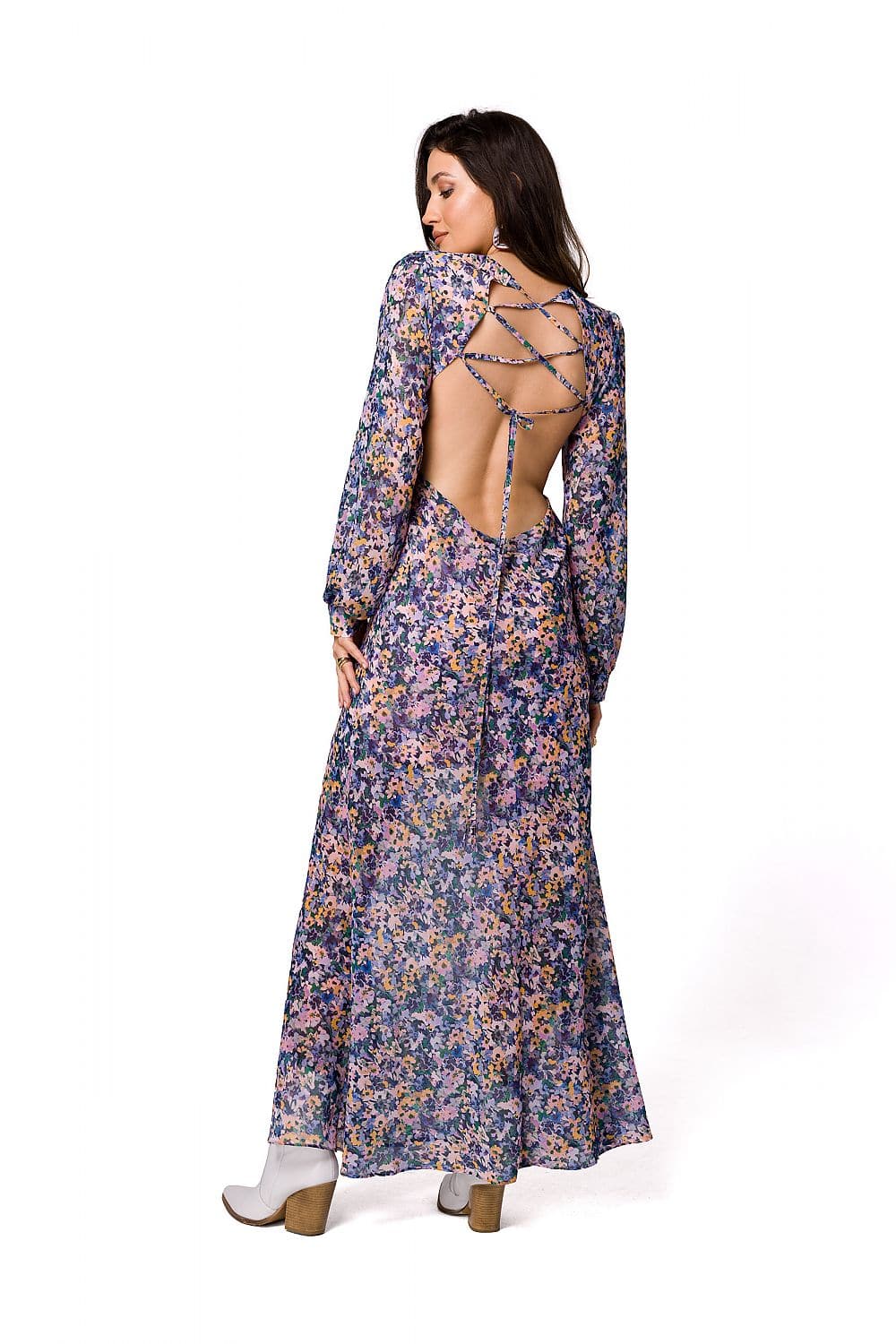 Robe Fleurie: Manche Longue & Dos Nu