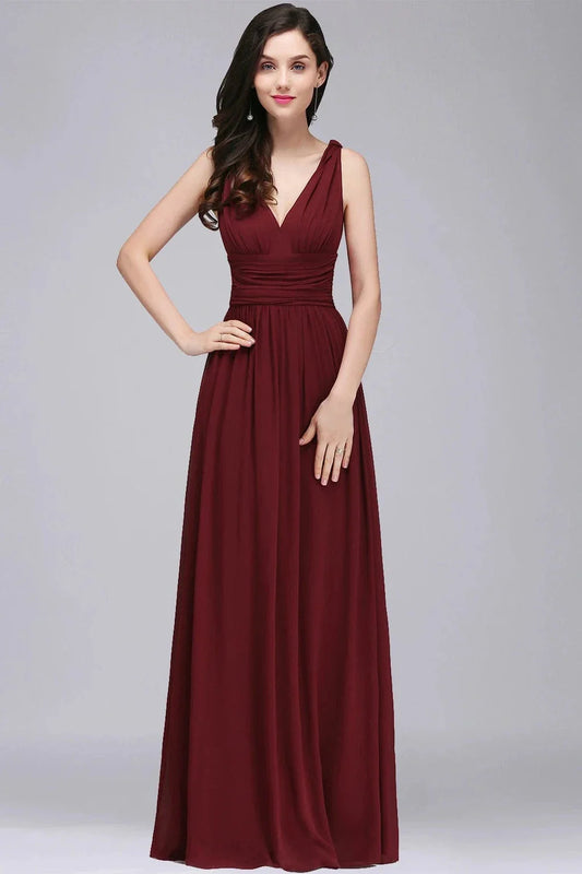 Robe Demoiselle d'Honneur Longue sans Manches - Élégance Assurée