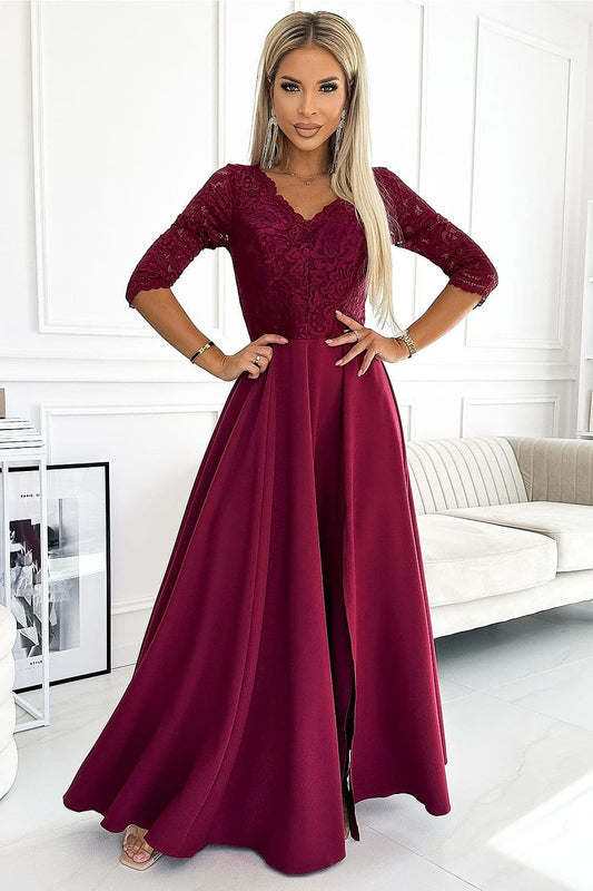 Robe de soirée bordeaux longue - Élégance affirmée
