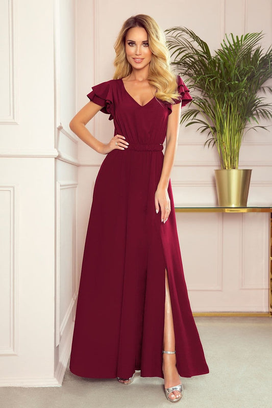 Robe de soirée bordeaux chic et élégante