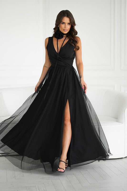 Robe de soirée chic à manches dénudées