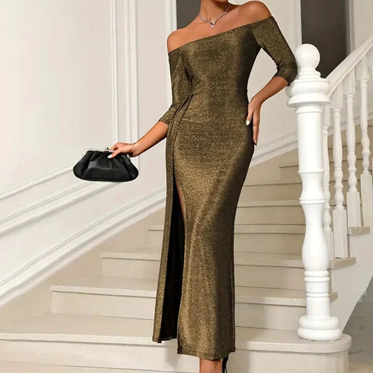 Robe de soirée séduisante et glamour avec fente.