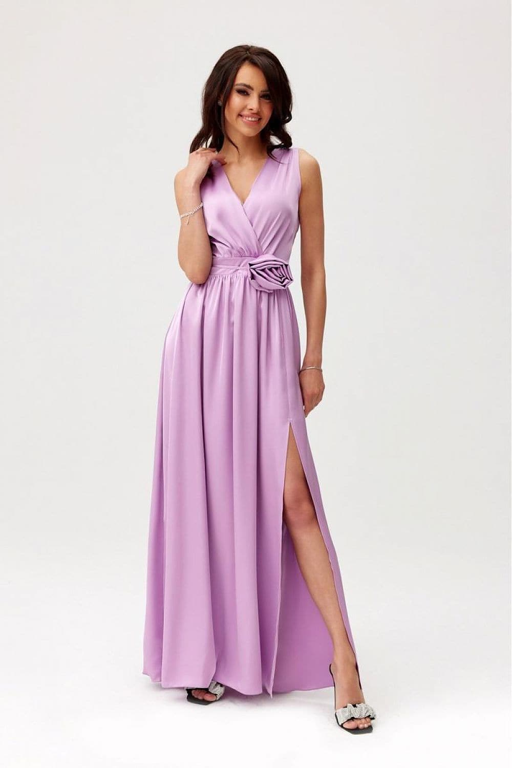 Robe Demoiselle d'Honneur Lilas Longue Fendue - Élégance Assurée