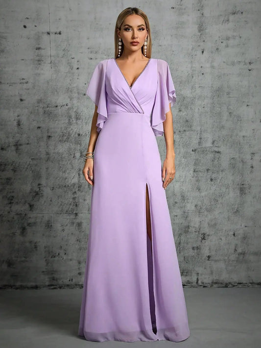 Robe demoiselle d'honneur longue lilas - Collection Élégance