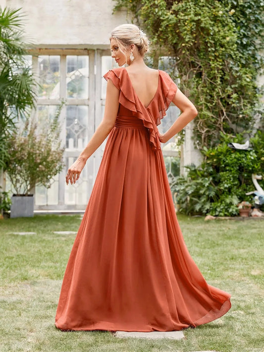 Robe demoiselle d'honneur en terracotta