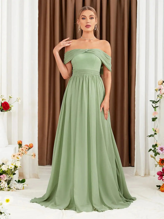 Robe demoiselle d'honneur en vert sauge